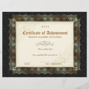 Papier 232 Certificat de réussite Diplôme de Beauté Blak
