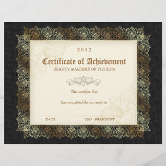 Papier 232 Certificat de réussite Diplôme de Beauté Blak