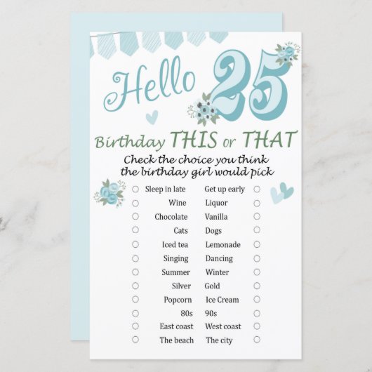 Papier 25 anniversaire de ce jeu ou de ce jeu (Devant / Derrière)