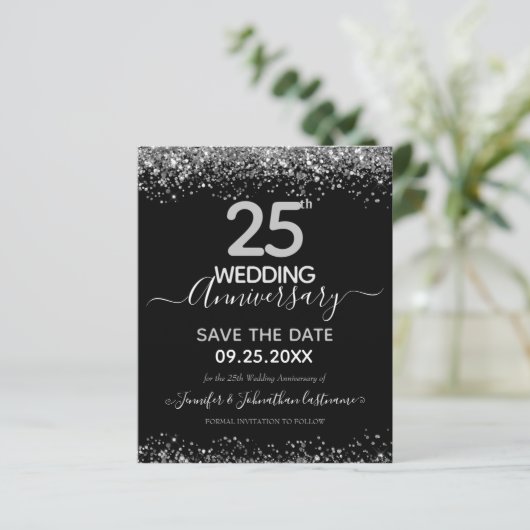Papier 25e anniversaire du Mariage Enregistrer la date Bu (Debout devant)