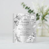 Papier 25e anniversaire mariage invitation florale argent (Debout devant)