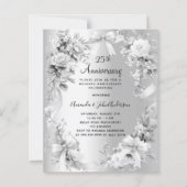 Papier 25e anniversaire mariage invitation florale argent (Devant)