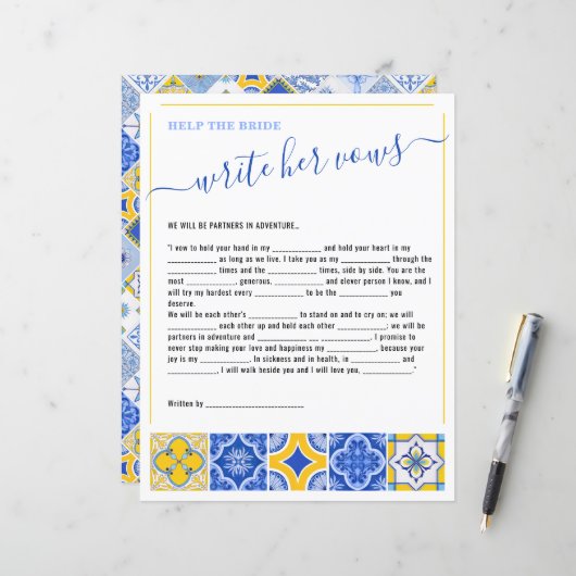 Papier 2 Aidez la mariée à écrire son jeu de Fête des mar (Devant/Arrière en situation)