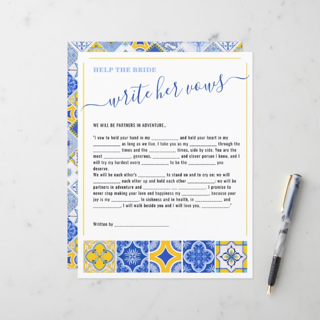 Papier 2 Aidez la mariée à écrire son jeu de Fête des mar (Devant/Arrière en situation)