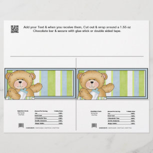 Papier 2 Bébé Ours Douche Candy Bar Wrappers Fête Faveurs