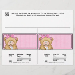 Papier 2 Bébé Ours Douche Candy Bar Wrappers Fête Faveurs