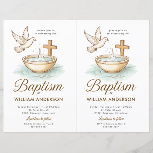 Papier 2 Budget Blue Floral Cross Baptism Invitation