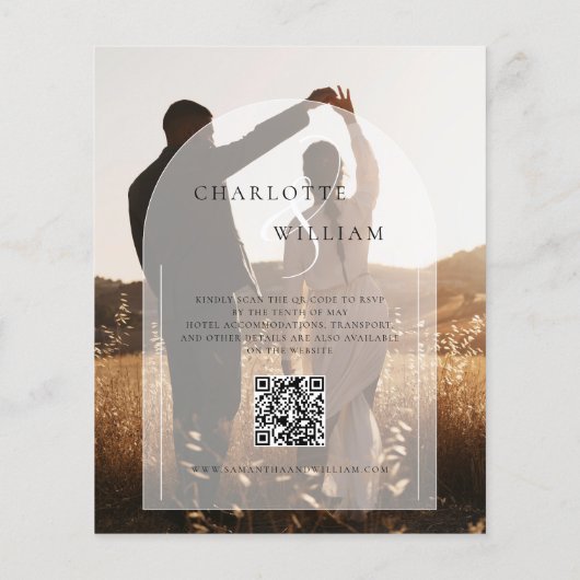 Papier 2 Budget Photo Moderne Elégant Mariage Invitation (Dos)