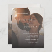 Papier 2 Budget Photo Simple Moderne Faire-part de mariag (Devant / Derrière)