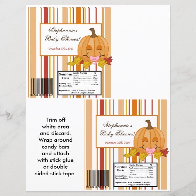 Papier 2 Hershey's Grand Bar Wrapper Automne Citrouille A (Devant)