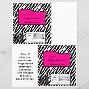 Papier 2 Hershey's Grand Bar Wrapper Hot Pink Zebra Print