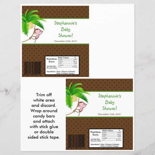 Papier 2 Hershey's Grand Bar Wrapper Singe Swing Jungle (Devant)