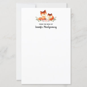Papier 2 mignons Petits Renards Rouges Aquarelle Design