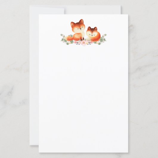 Papier 2 mignons Petits Renards Rouges Aquarelle Design (Devant)
