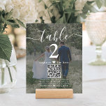 Papier 2 Photo Mariage Site Web QR Code Dark Table Numéro<br><div class="desc">Ajoutez une touche de finition personnalisée aux décorations de la réception de mariage avec des cartes personnalisées de photo et de numéro de table QR Code. Les images et tout le texte sont simples à customiser, et peuvent être différents ou les mêmes à l'avant et à l'arrière. Si vous préférez,...</div>