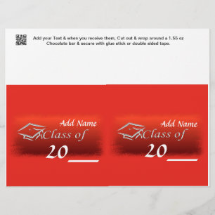 Papier 2 RED Graduation Favoriser Candy Barre personnalis