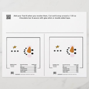 Papier 2 Snowman Holiday Candy Bar Wrappers Fête Faveurs