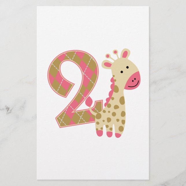 Papier 2e anniversaire Giraffe rose (Devant)