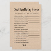 Papier 2ème anniversaire Trivia éditable jeu (Devant / Derrière)