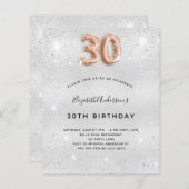 Papier 30e anniversaire argent rose or invitation (Devant / Derrière)