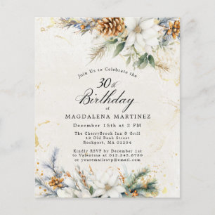 Papier 30e anniversaire Hiver White Floral Invitation