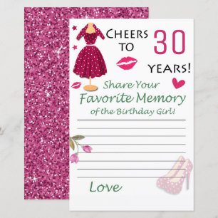 Papier 30e anniversaire Mémoire préférée de la fille anni
