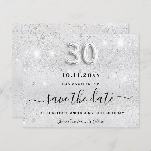 Papier 30e anniversaire parties scintillant argent enregi (Devant / Derrière)