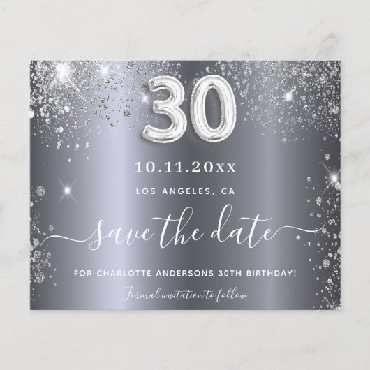 Papier 30e anniversaire parties scintillant argent enregi (Devant)