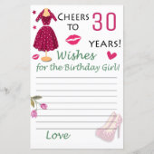 Papier 30e anniversaire Voeux pour la fille d'anniversair (Devant)