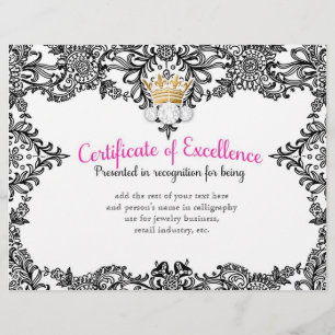 Papier 311 Certificat de Couronnement en Dentelle Noire