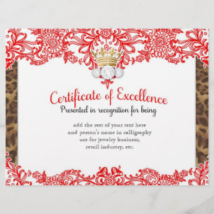 Papier 311 Certificat de couronnement en dentelle rouge