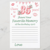 Papier 35 ans Souvenir préféré de l'anniversaire de la fi (Devant)