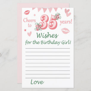 Papier 35 e anniversaire Voeux pour la fille d'anniversai