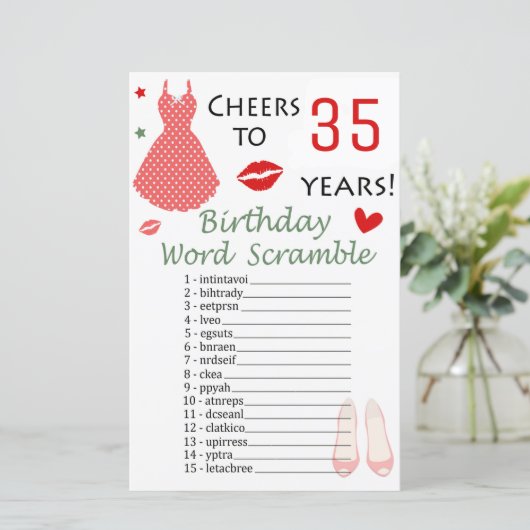 Papier 35e anniversaire Jeu de course de mots (Debout devant)