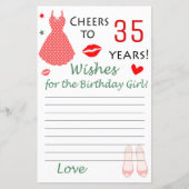 Papier 35e anniversaire Voeux pour la fille d'anniversair (Devant)