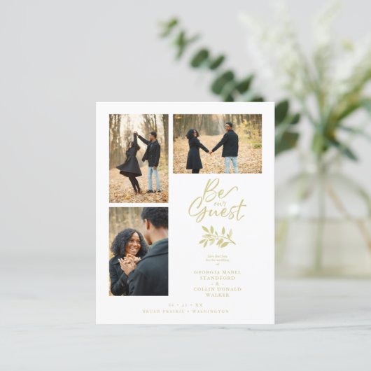 Papier 3 Photos Budget Gold Effet Fancy Branches Mariage (Debout devant)
