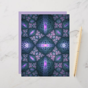 Papier 3D Fractal Art Abstrait Motif bleu violet rose