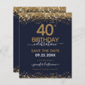 Papier 40e anniversaire Enregistrer la date Invitation bu (Devant / Derrière)