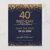 Papier 40e anniversaire Enregistrer la date Invitation bu (Devant)