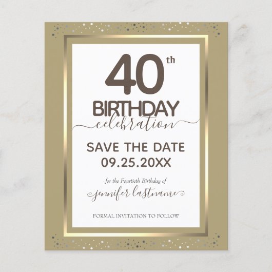 Papier 40e anniversaire Enregistrer la date Invitation bu (Devant)