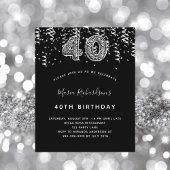 Papier 40e anniversaire invitation léopard noir argent