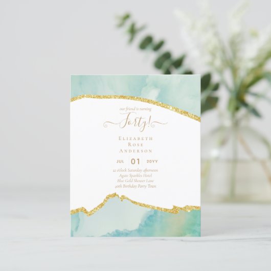 Papier 40e anniversaire Invitations Glamor Girly FUN mode (Debout devant)