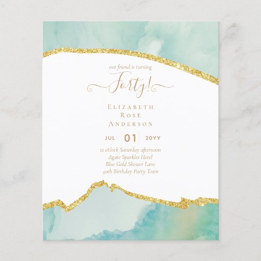 Papier 40e anniversaire Invitations Glamor Girly FUN mode (Devant)