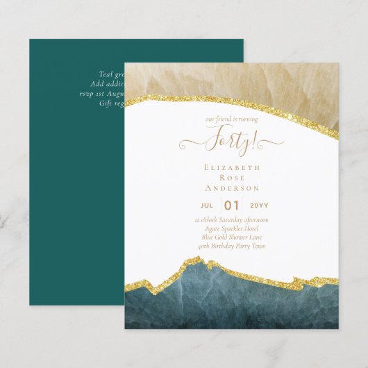 Papier 40e anniversaire Invitations Glamor Girly FUN mode (Devant / Derrière)
