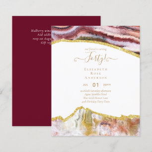 Papier 40e anniversaire Invitations Glamor Girly FUN mode