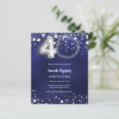 Papier 40e anniversaire marine bleu argent invitation pho (Debout devant)