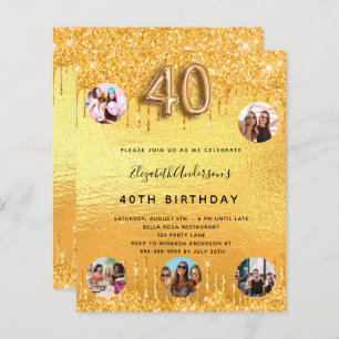 Papier 40e anniversaire parties scintillant d'or gouttes 