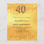 Papier 40e anniversaire parties scintillant or gouttes in (Devant)