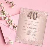 Papier 40e anniversaire parties scintillant rose d'or inv