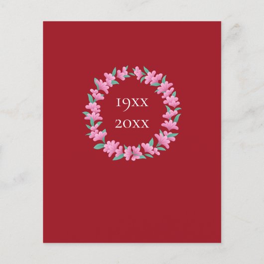 Papier 40e anniversaire Ruby Floral Wreath Invitation (Dos)
